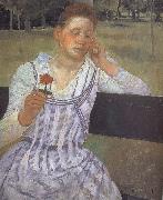 Mary Cassatt, Woman taking red Mum